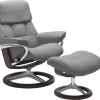 Stressless® By Ekornes® Ruby Silver Grey Large All Leather Recliner With Footstool
