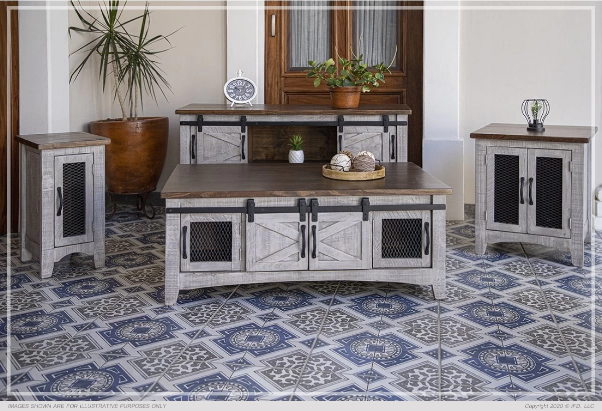 International Furniture Direct Pueblo Gray End Table 2 International Furniture Direct Pueblo Gray End Table - Image 2