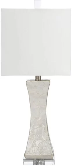 Crestview Collection Hopkins White Pearl Slim Wasit Table Lamp