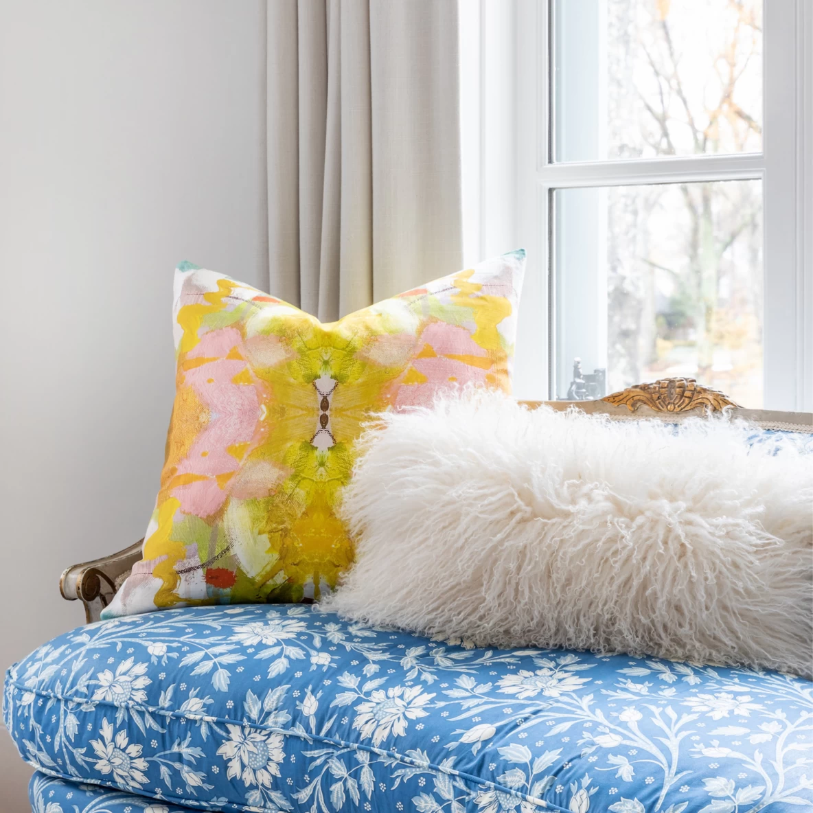 Laura Park Designs Jardin Yellow 22" X 22" Throw Pillow 2 Laura Park Designs Jardin Yellow 22" X 22" Throw Pillow - Image 2