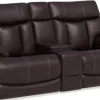 Flexsteel® Clive Brown Power Reclining Loveseat With Console And Power Headrests And Lumbar