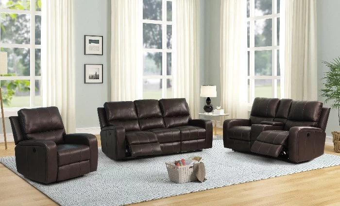 New Classic® Home Furnishings Linton Brown Leather Console Loveseat With Dual Recliners 2 New Classic® Home Furnishings Linton Brown Leather Console Loveseat With Dual Recliners - Image 2