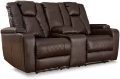 Signature Design By Ashley® Mancin Chocolate Reclining Loveseat With Console