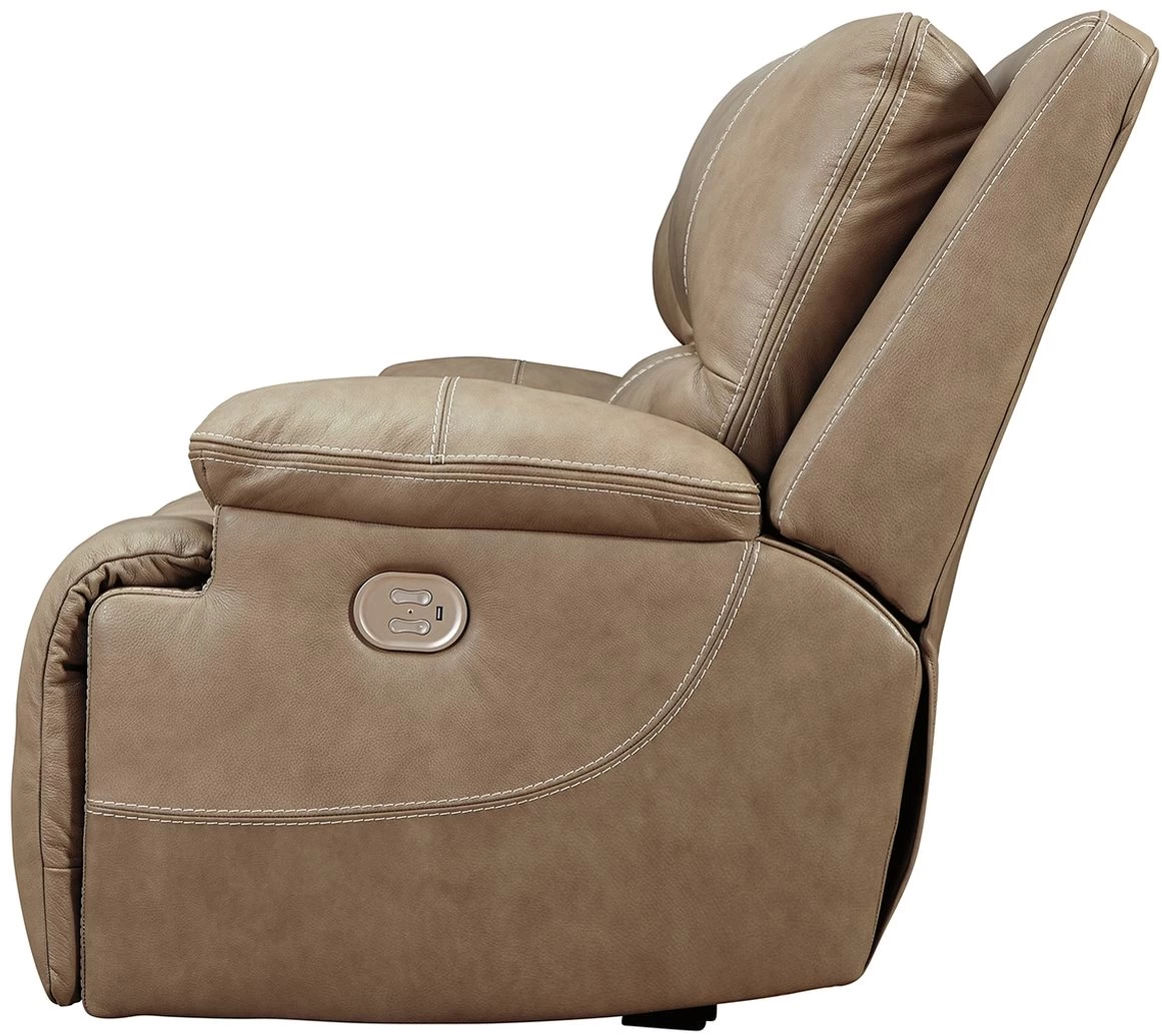 Signature Design By Ashley® Ricmen Putty Leather Power Reclining Sofa With Adjustable Headrest 4 Signature Design By Ashley® Ricmen Putty Leather Power Reclining Sofa With Adjustable Headrest - Image 4