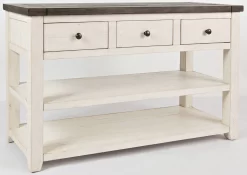 Jofran Inc. Madison County Vintage White Sofa/Media Table