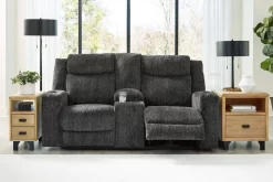 Signature Design By Ashley® Martinglenn Ebony Power Reclining Loveseat With Console -Furniture comprehensive store 8f378594 b928 46f6 99b5 55d10d6c060f