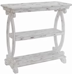 Crestview Collection Newport Distressed White Console Table
