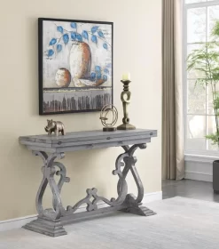 Coast2Coast Home™ Gramercy Weathered Grey Flip Top Console -Furniture comprehensive store 91f3ebd8 89b7 46ea 89a7 6216b019be0c