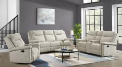 Elements International Ingram Hammertime Cream Motion Loveseat With Console -Furniture comprehensive store 9244127e f283 40f7 9438 1c7d12f2ba19