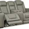 Signature Design By Ashley® Backtrack Gray Power Reclining Console Loveseat