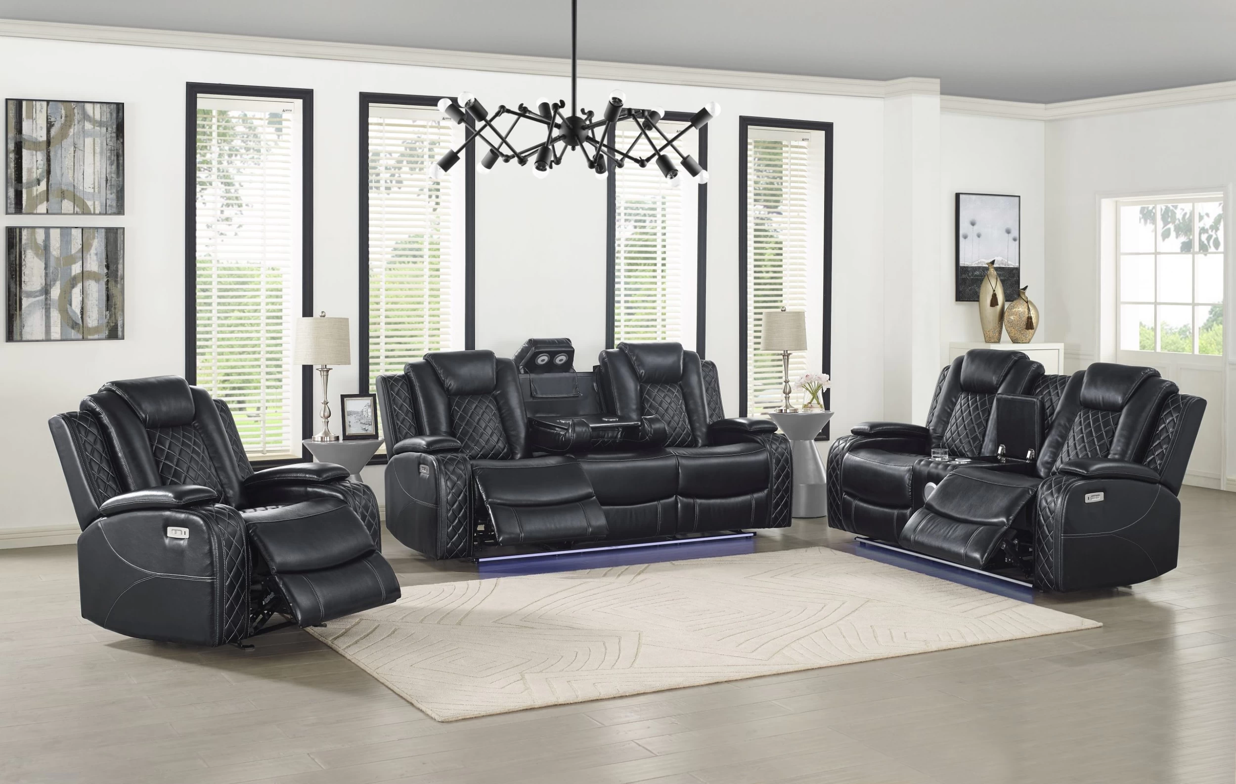 New Classic® Orion Black Reclining Console Loveseat 4 New Classic® Orion Black Reclining Console Loveseat - Image 4