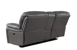 Man Wah Gray Leather Power Reclining Console Loveseat -Furniture comprehensive store 9618238d 950b 434f 8748 a106b64f32f7