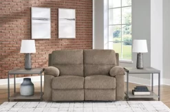 Signature Design By Ashley® Scranto Oak Reclining Loveseat -Furniture comprehensive store 961f689a a1cc 4c00 9e13 884920c501ce