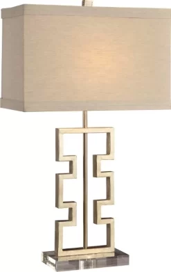 Crestview Collection Azteca Beige/Gold/Stainless Steel Table Lamp