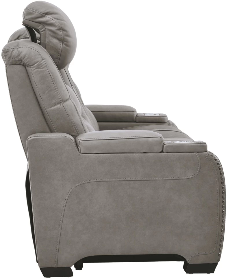 Signature Design By Ashley® The Man-Den Gray Leather Power Reclining Sofa With Adjustable Headrest 3 Signature Design By Ashley® The Man-Den Gray Leather Power Reclining Sofa With Adjustable Headrest - Image 3