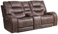 Moto Motion Brentwood Walnut Power Reclining Console Loveseat