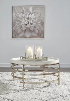 Signature Design By Ashley® Montiflyn White/Gold Coffee Table -Furniture comprehensive store 9aaba617 371c 4110 96e1 975b7697d1fc