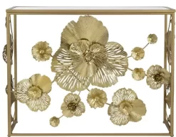 A & B Home Tamara Gold Metal Console Table With Mirror