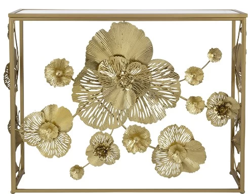 A & B Home Tamara Gold Metal Console Table With Mirror 1 A & B Home Tamara Gold Metal Console Table With Mirror