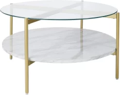 Signature Design By Ashley® Wynora White/Gold Round Coffee Table