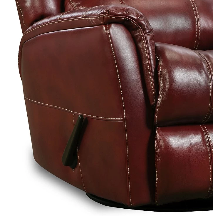 HomeStretch Mercury Red Leather Swivel Glider Recliner 2 HomeStretch Mercury Red Leather Swivel Glider Recliner - Image 2