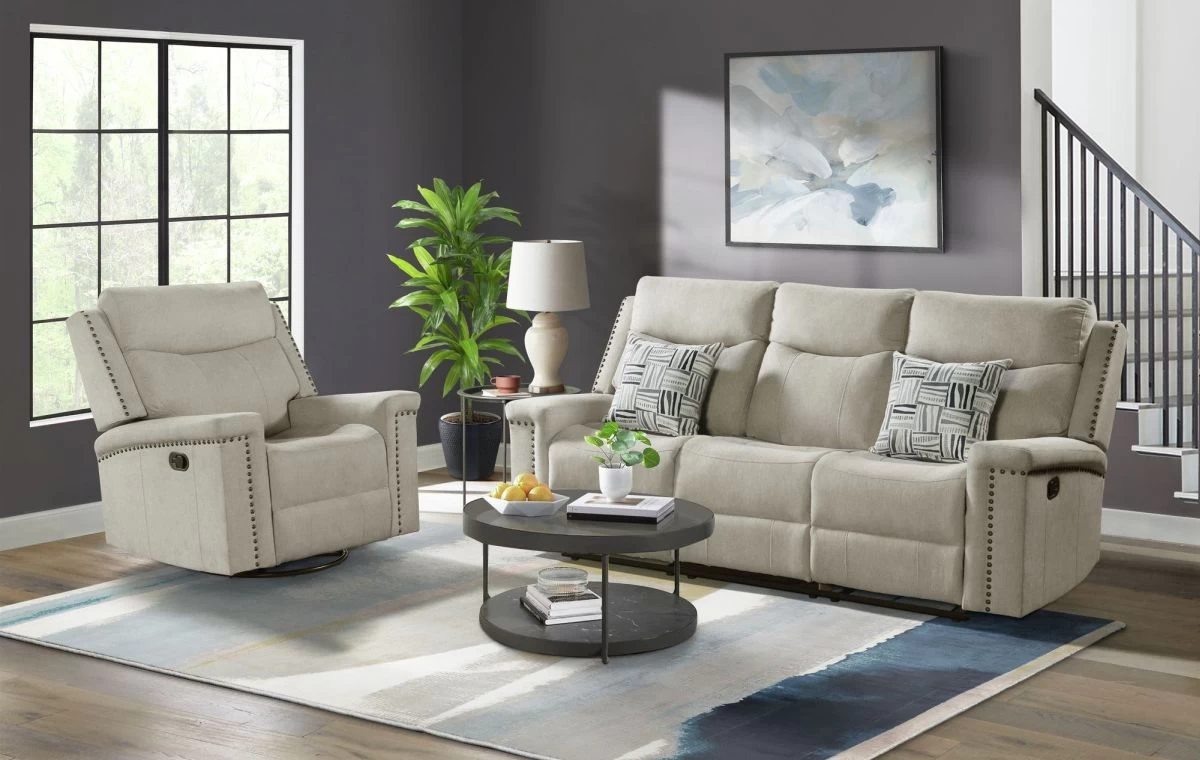 Elements International Ingram Hammertime Cream Swivel Glider Motion Recliner 3 Elements International Ingram Hammertime Cream Swivel Glider Motion Recliner - Image 3