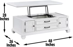 Steve Silver Co.® Charlestown White Lift-Top Cocktail Table 20 Steve Silver Co.® Charlestown White Lift-Top Cocktail Table -Furniture comprehensive store 9fbd7f65 dfec 4128 be57 56151308e15c