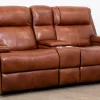 Hi-Rock Home Teton Trail Leather Power Triple Reclining Console Loveseat