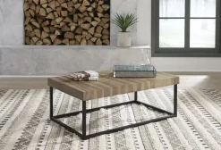 Signature Design By Ashley® Bellwick Natural/Black Coffee Table -Furniture comprehensive store a42fa19a 7dd0 4cc2 9671 f483cb660da5