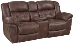 HomeStretch Brown Reclining Loveseat With Console
