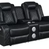 New Classic® Orion Black Reclining Console Loveseat