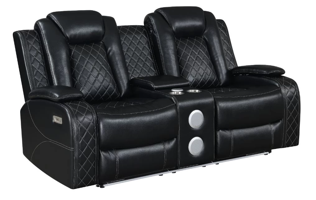 New Classic® Orion Black Reclining Console Loveseat 1 New Classic® Orion Black Reclining Console Loveseat