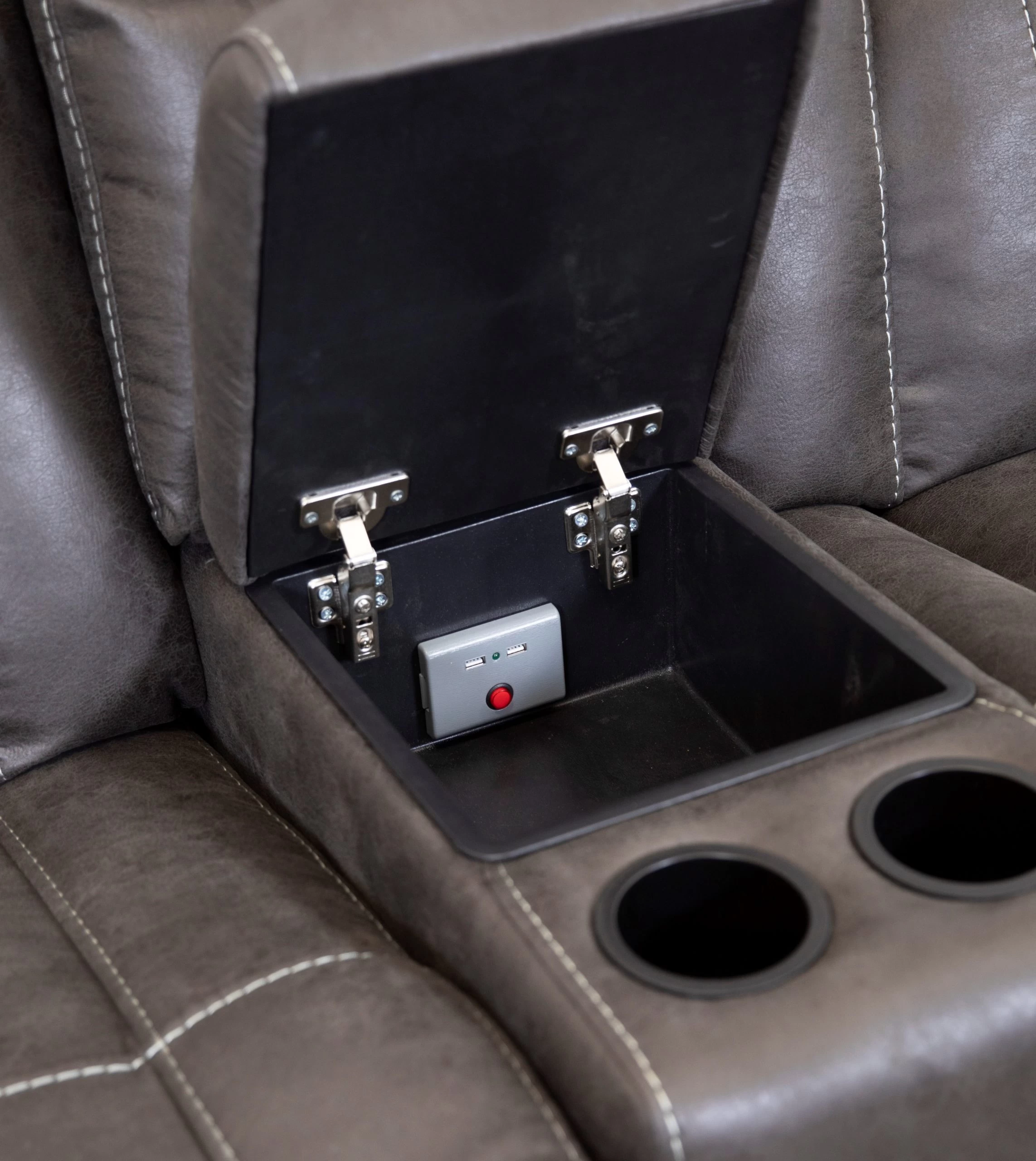 Man Wah Gray Reclining Glider Console Loveseat 6 Man Wah Gray Reclining Glider Console Loveseat - Image 6