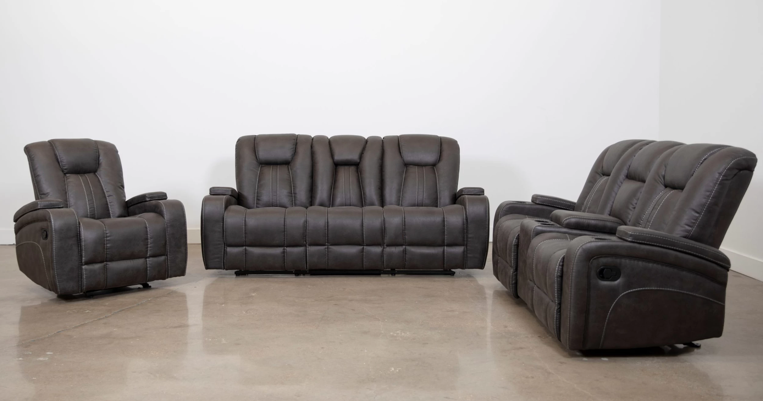 Man Wah Gray Reclining Glider Console Loveseat 7 Man Wah Gray Reclining Glider Console Loveseat - Image 7