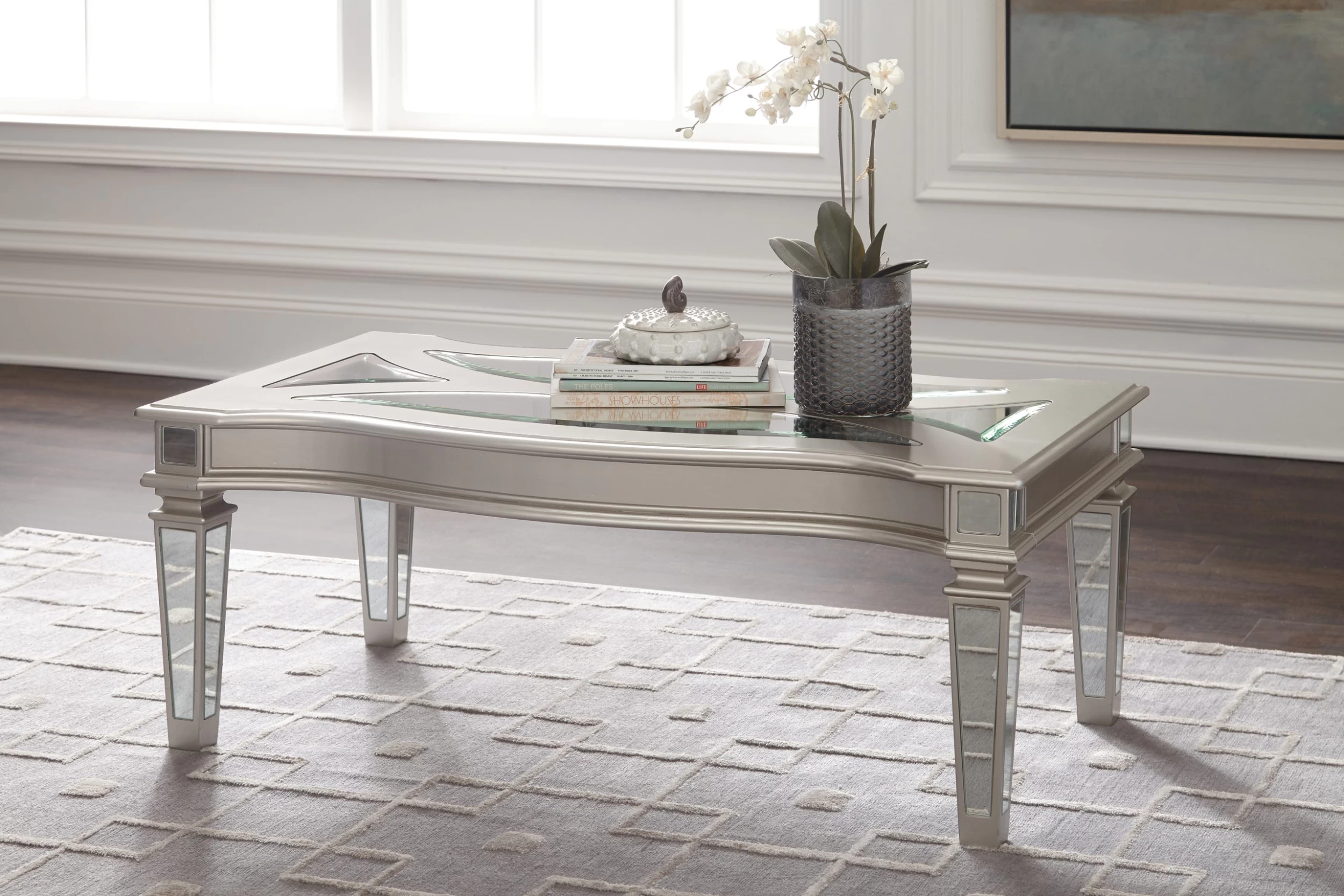 Signature Design By Ashley® Tessani Silver Rectangular Coffee Table 2 Signature Design By Ashley® Tessani Silver Rectangular Coffee Table - Image 2