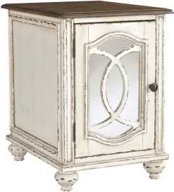 Signature Design By Ashley® Realyn White/Brown Cabinet Door Chairside End Table
