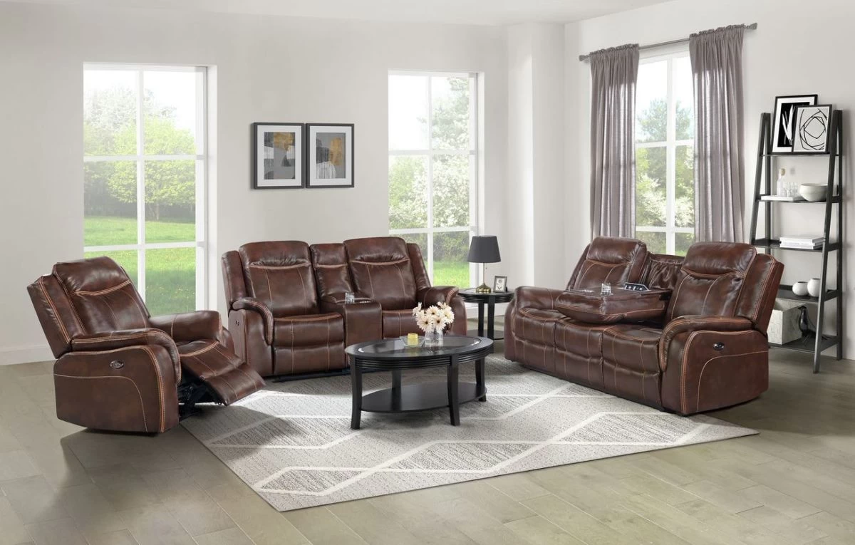 Elements International Carrera Brown Gliding Reclining Loveseat With Console 3 Elements International Carrera Brown Gliding Reclining Loveseat With Console - Image 3