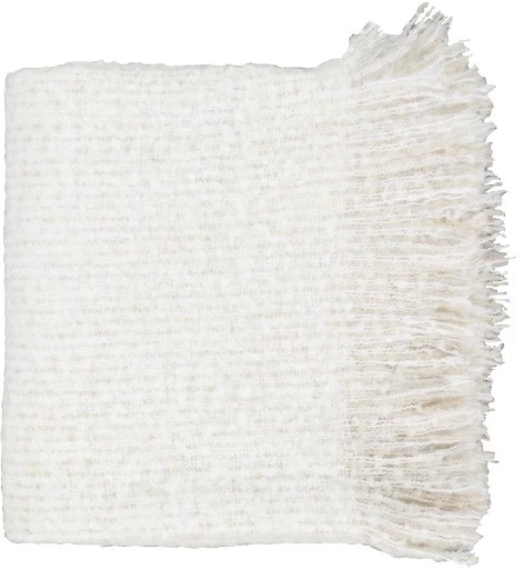Surya Madurai White/Beige 50"x60" Throw Blanket 1 Surya Madurai White/Beige 50"x60" Throw Blanket