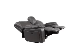 Man Wah Gray Leather Power Reclining Console Loveseat -Furniture comprehensive store af1cfb9a 5338 47f6 ba98 88f3228c8a6d