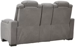 Signature Design By Ashley® The Man-Den Gray Leather Power Reclining Loveseat With Adjustable Headrest -Furniture comprehensive store af2a155d f221 492f 8435 f8a1695532ae