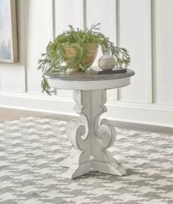 Liberty Magnolia Manor Antique White/Weathered Bark Round End Table -Furniture comprehensive store b00491f6 8b13 4b43 9eef 2eed3b97f16c