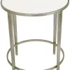 Zeugma Imports Silver Leaf/Glassy White Side Table