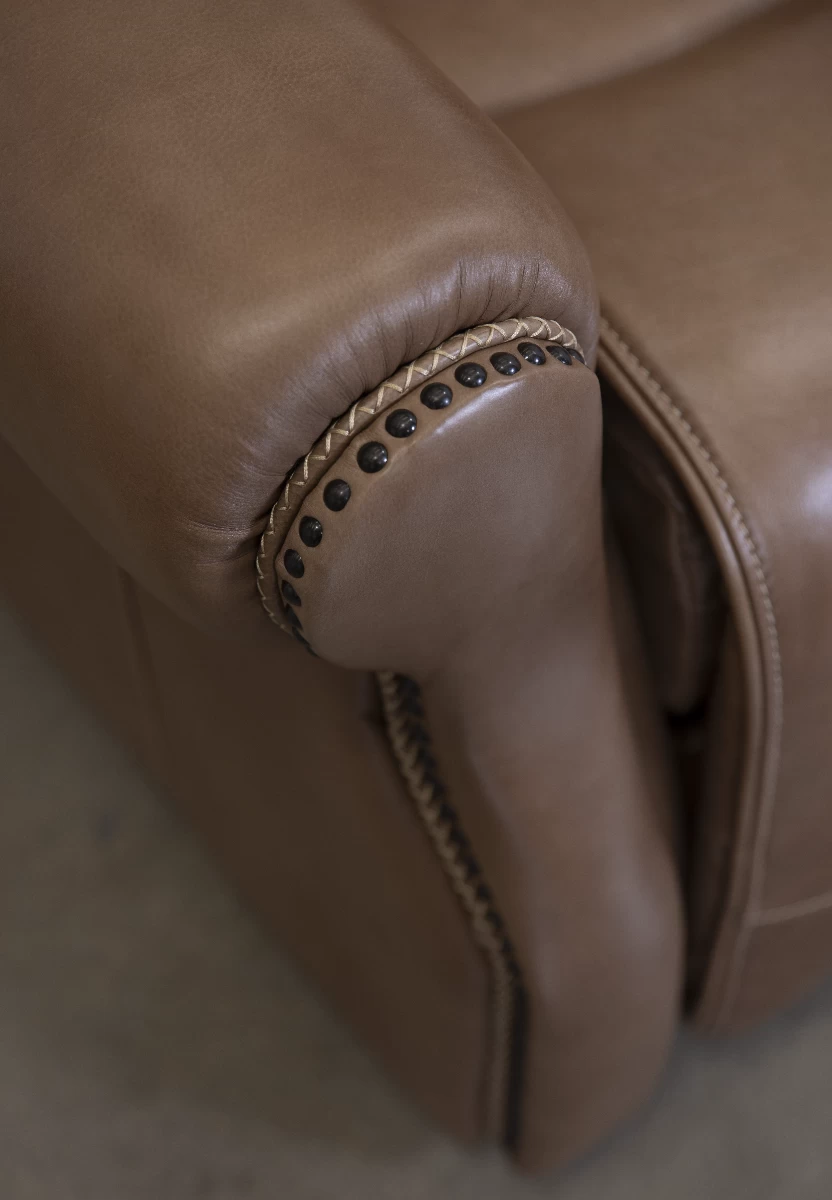 Man Wah Umber Leather Power Reclining Console Loveseat 9 Man Wah Umber Leather Power Reclining Console Loveseat - Image 9