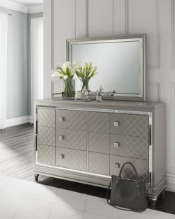 Signature Design By Ashley® Chevanna Platinum Bedroom Mirror -Furniture comprehensive store b91f81d7 0cb7 42d4 a975 783d1bc9526f