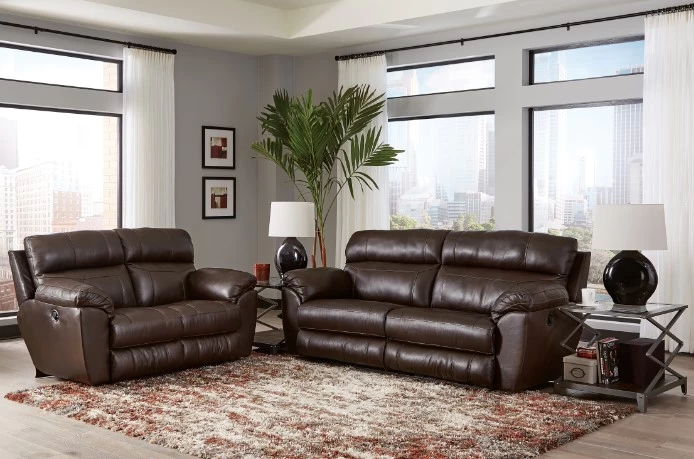 Catnapper® Costa Chocolate Leather Lay Flat Reclining Loveseat 2 Catnapper® Costa Chocolate Leather Lay Flat Reclining Loveseat - Image 2