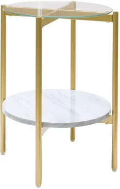 Signature Design By Ashley® Wynora White/Gold Round End Table