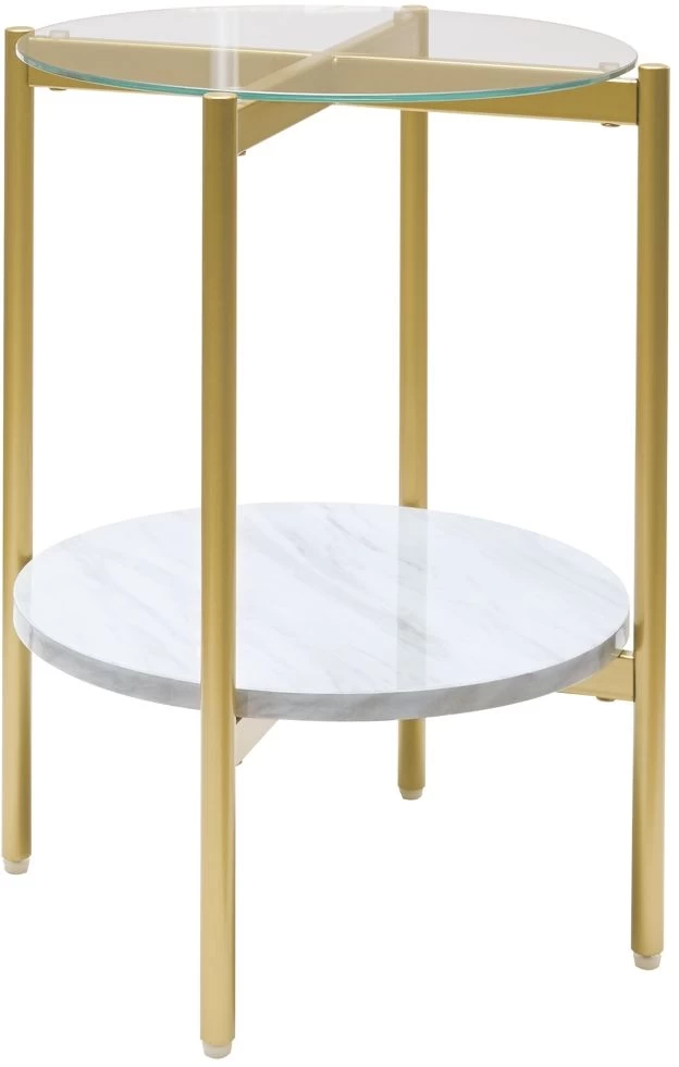 Signature Design By Ashley® Wynora White/Gold Round End Table 1 Signature Design By Ashley® Wynora White/Gold Round End Table