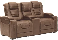 Signature Design By Ashley® Owner's Box Thyme Power Reclining Loveseat With Adjustable Headrest