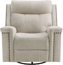 Elements International Ingram Hammertime Cream Swivel Glider Motion Recliner