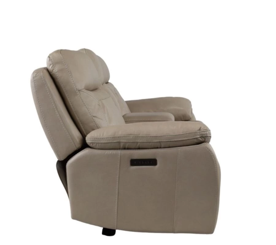 Man Wah Ivory Leather Power Zero Gravity Reclining Console Loveseat 4 Man Wah Ivory Leather Power Zero Gravity Reclining Console Loveseat - Image 4